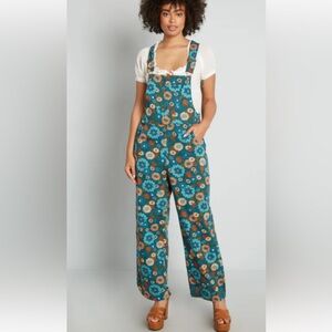 Vintage Floral Blue Overalls